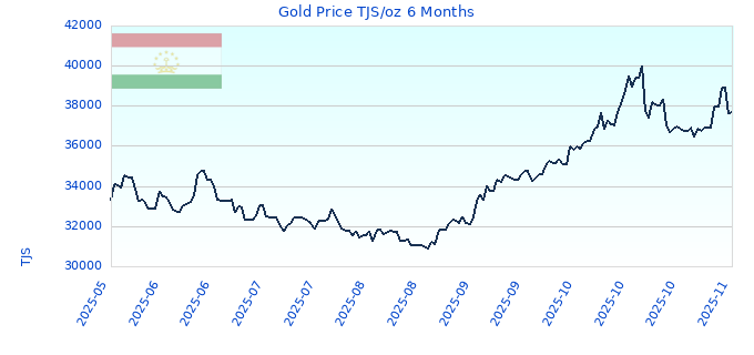 Gold Price TJS/oz 6 Months